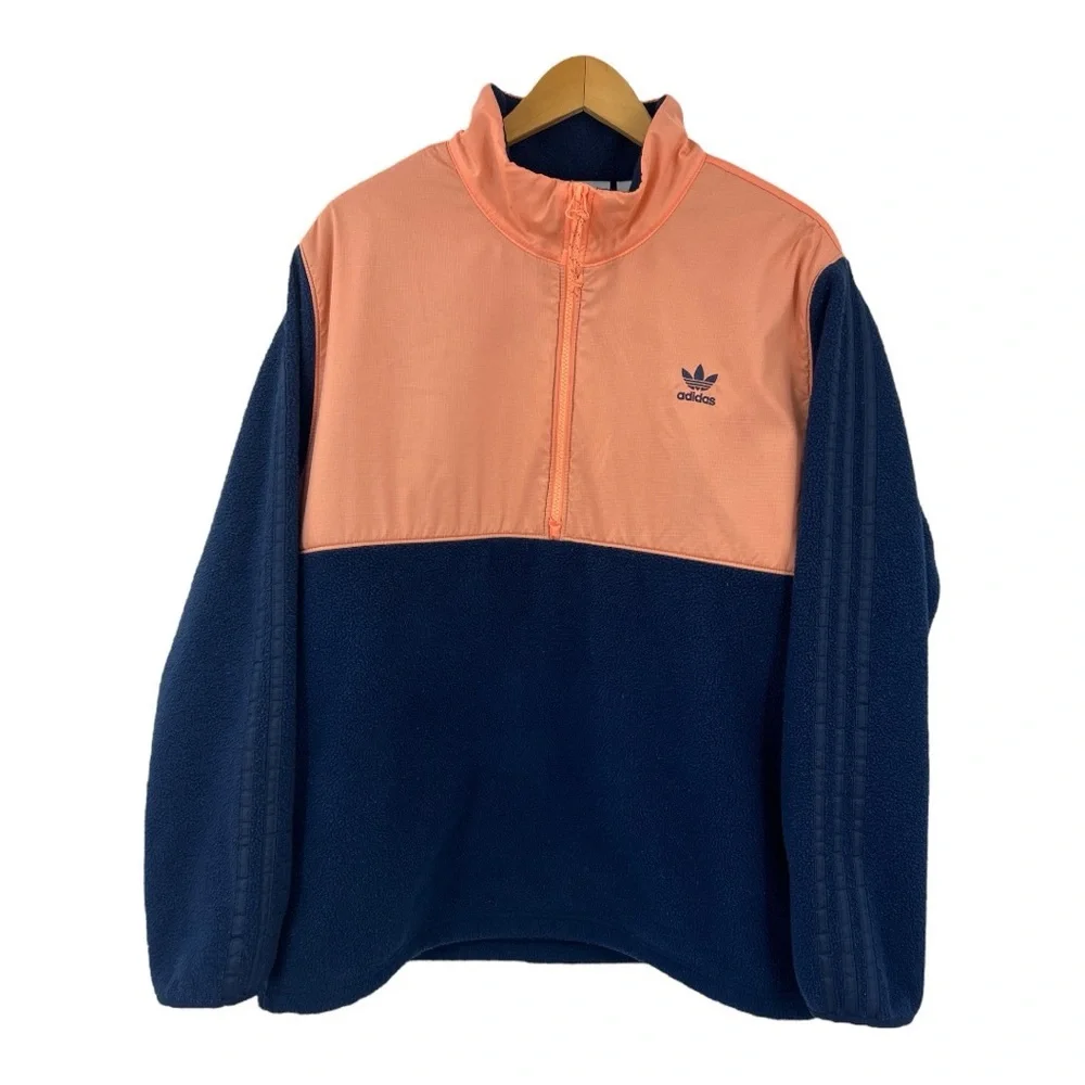 adidas Winterized 1/2 Zip Top Collegiate Navy/Chalk Coral Fleece Jacket SZ L